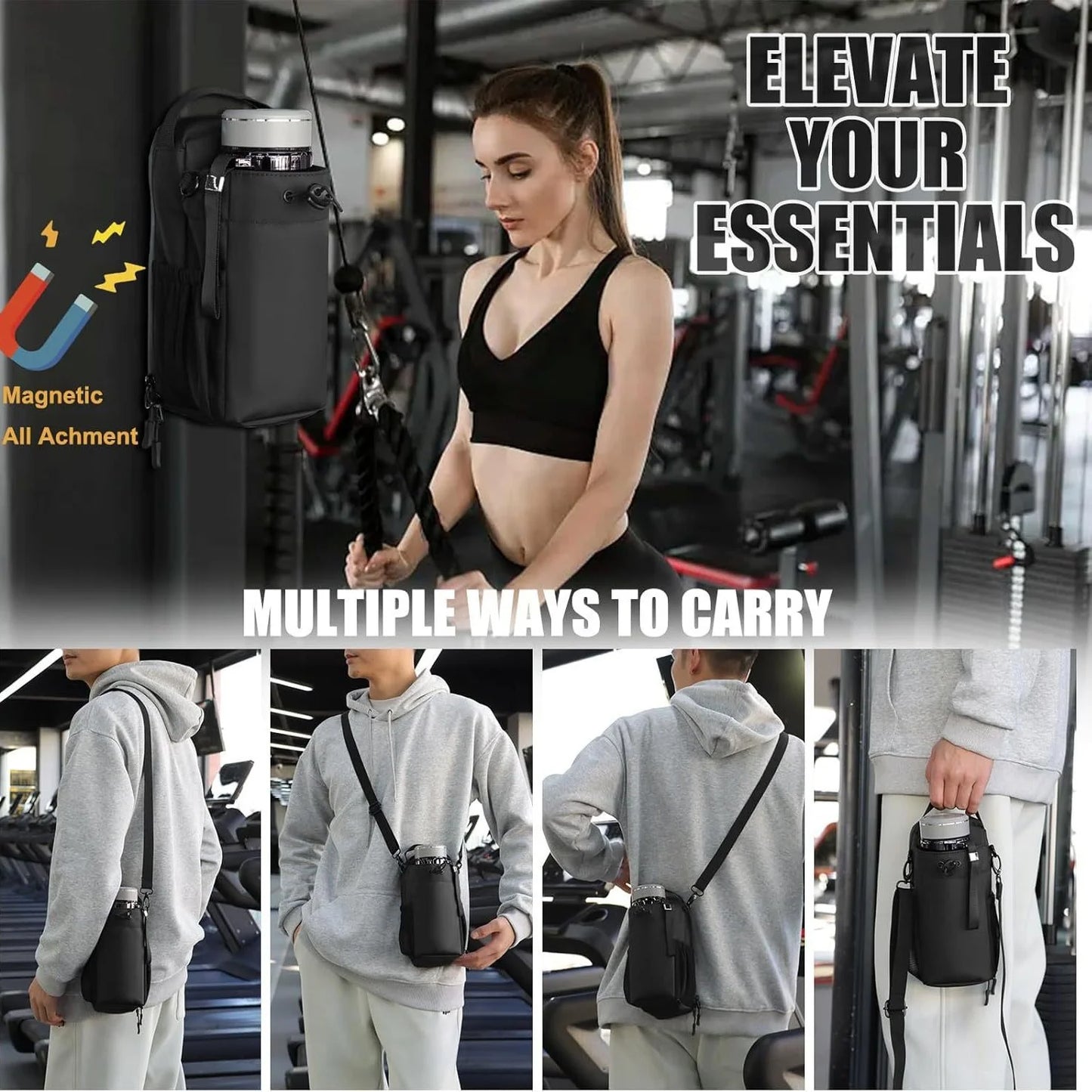 Magnetic Gym Bag with Phone Pocket
