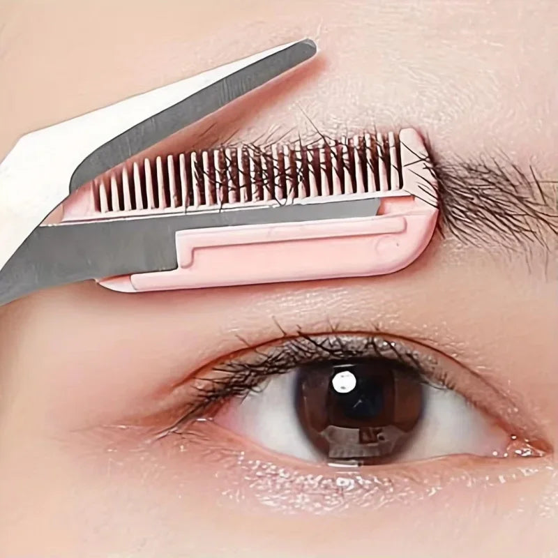 Stainless Steel Eyebrow Scissors with Comb