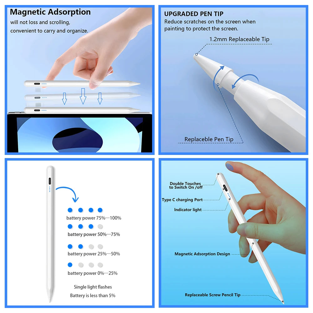 LED Stylus Pen for iPad with Palm Rejection