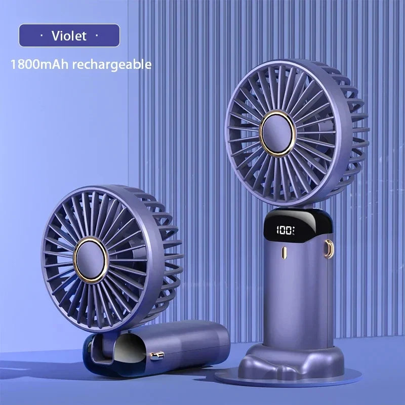 Foldable Neck Hanging Fan with Phone Stand