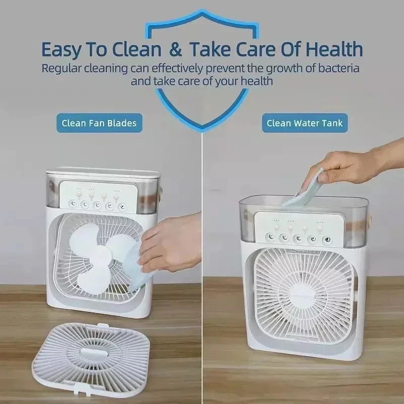 3-in-1 Mini Air Cooler Fan with Night Light