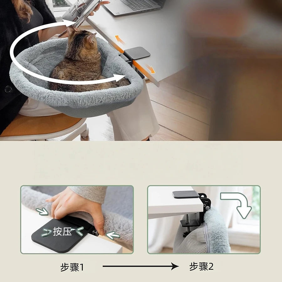 Folding Cat Desk Hammock Perch