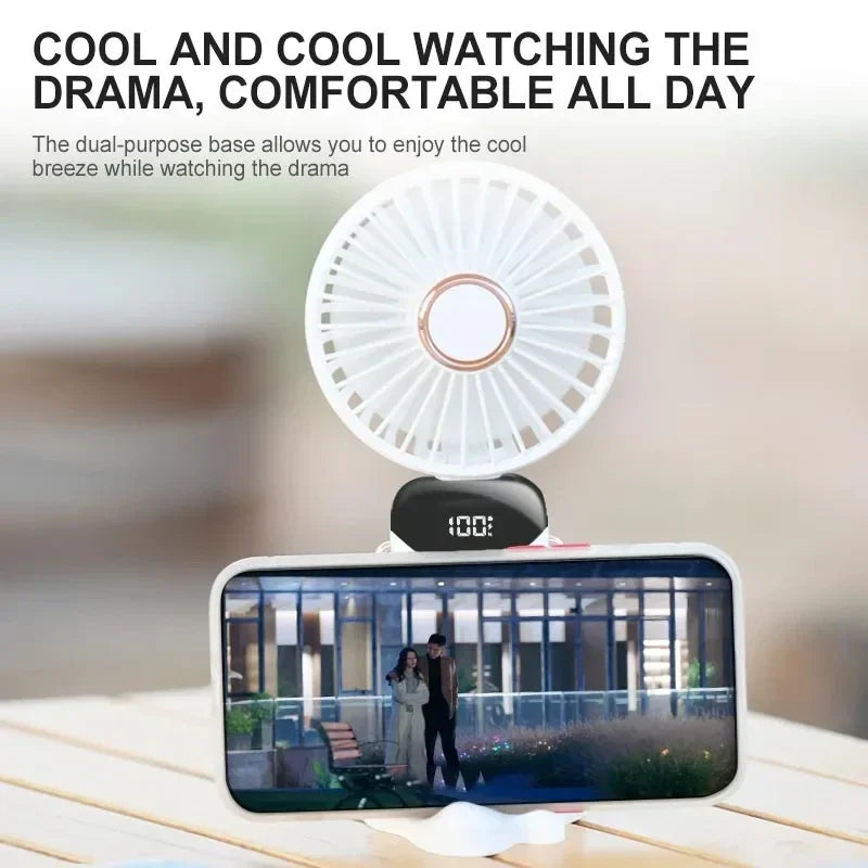 Foldable Neck Hanging Fan with Phone Stand