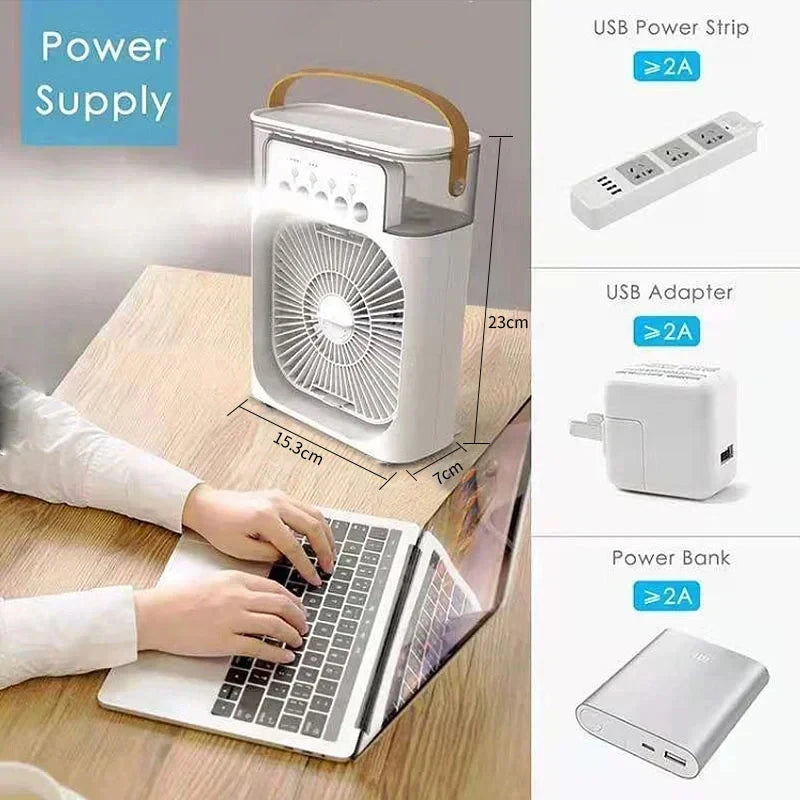 3-in-1 Mini Air Cooler Fan with Night Light