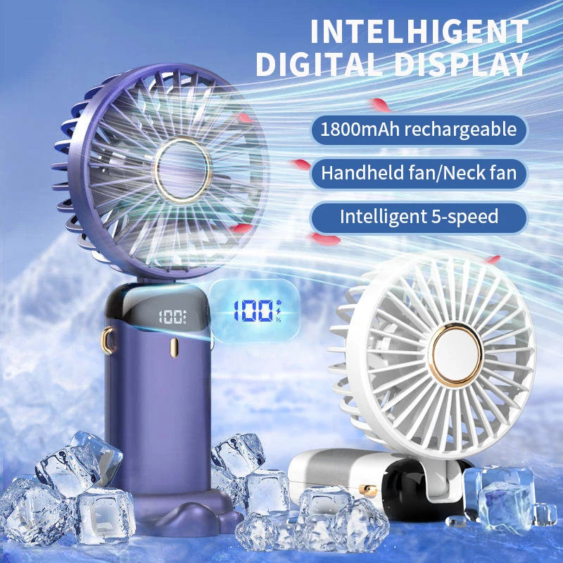Foldable Neck Hanging Fan with Phone Stand
